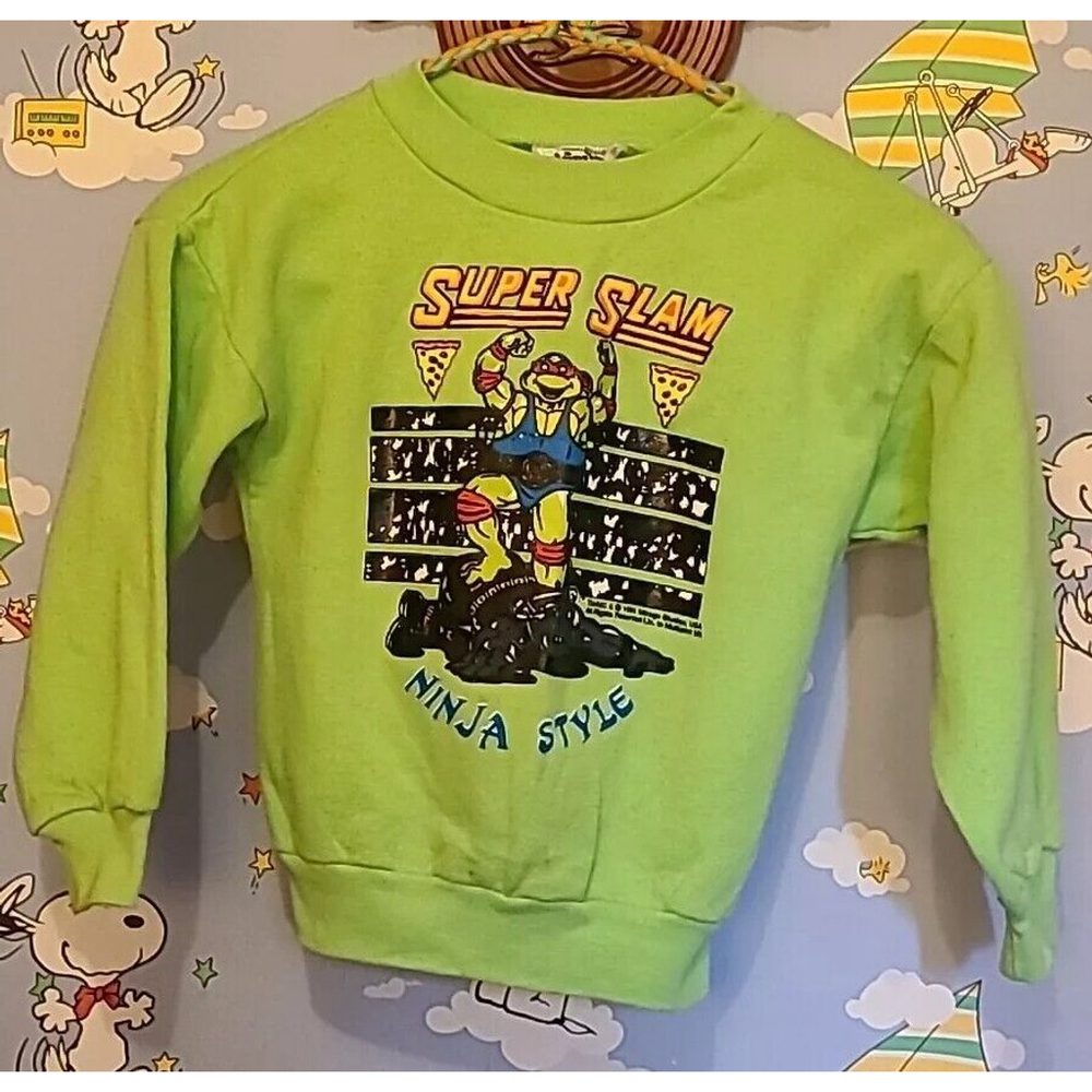 Vintage 90s 1991 Teenage Mutant Ninja Turtles Super Slam Sz 6 Sweater WWF Mirage